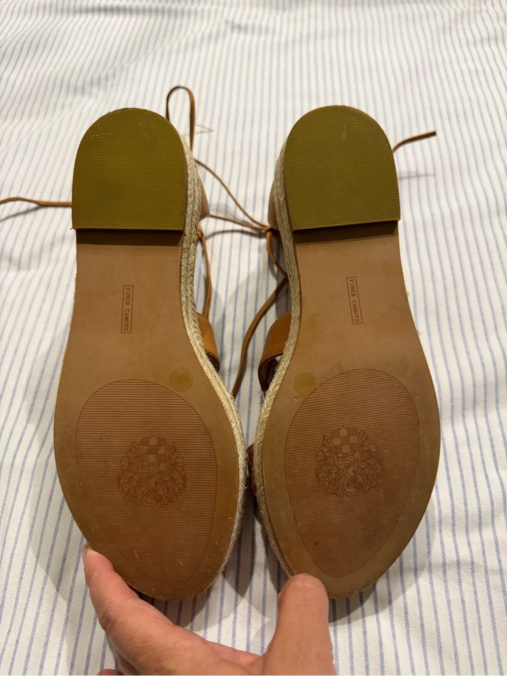 Vince Camuto Tan Lace-Up Espadrille Wedge Sandals